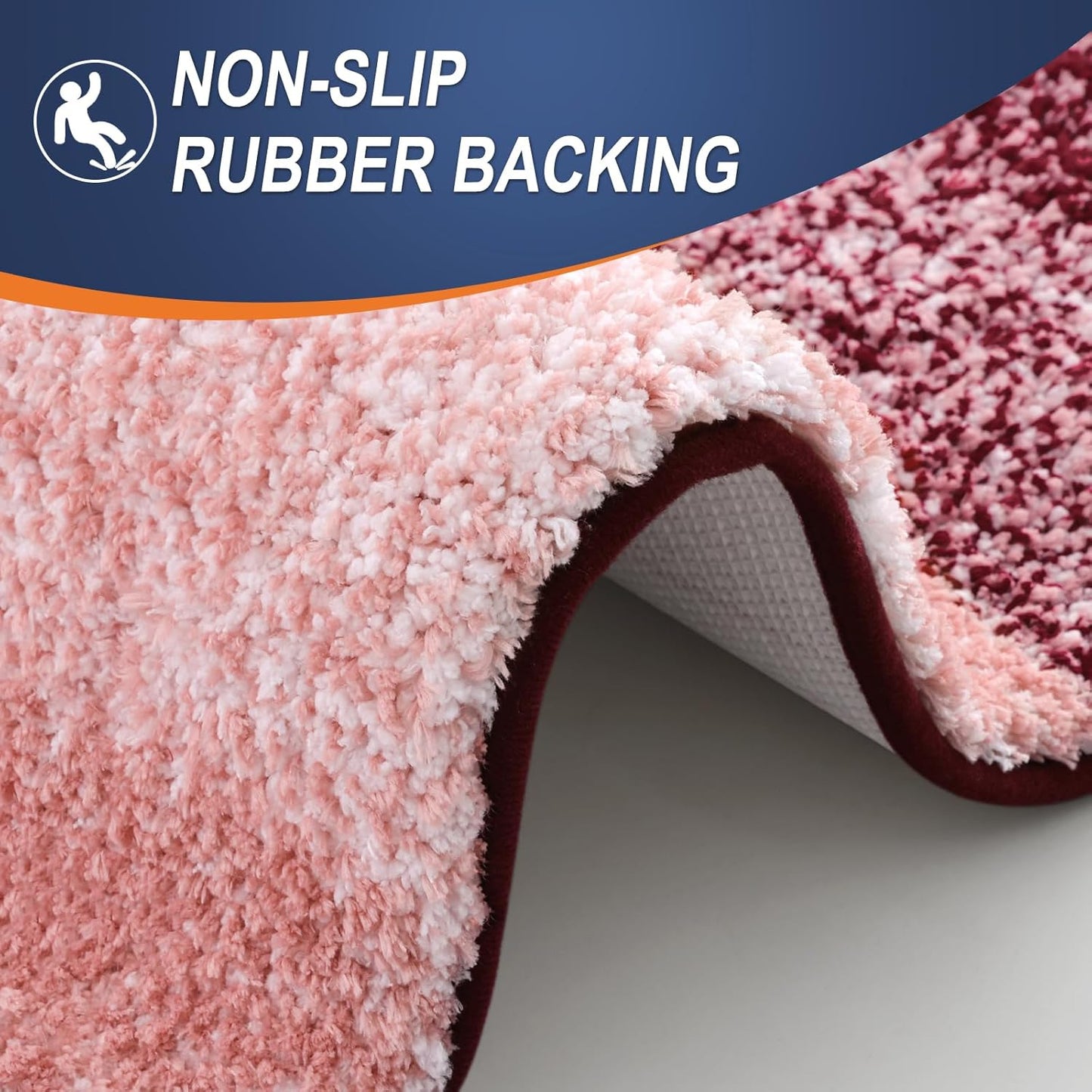 OLANLY Bathroom Runner Rugs 47x20, Extra Soft Absorbent Microfiber Bath Rugs, Rubber Backing, Quick Dry, Machine Washable Bath Mats for Bathroom Floor, Tub and Shower, Home Decor Accessories, Red