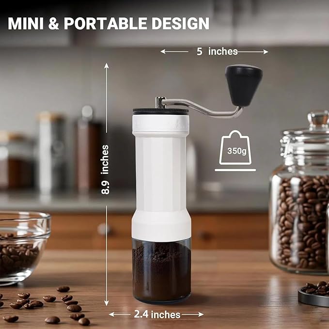 Mini Manual Coffee Grinder with 40 Adjustable Settings, Portable Hand Coffee Bean Mill with 30g Capacity, Conical Burr Coffee Grinder with Crank for Travel, Camping, Office, Espresso, Pour Over, etc