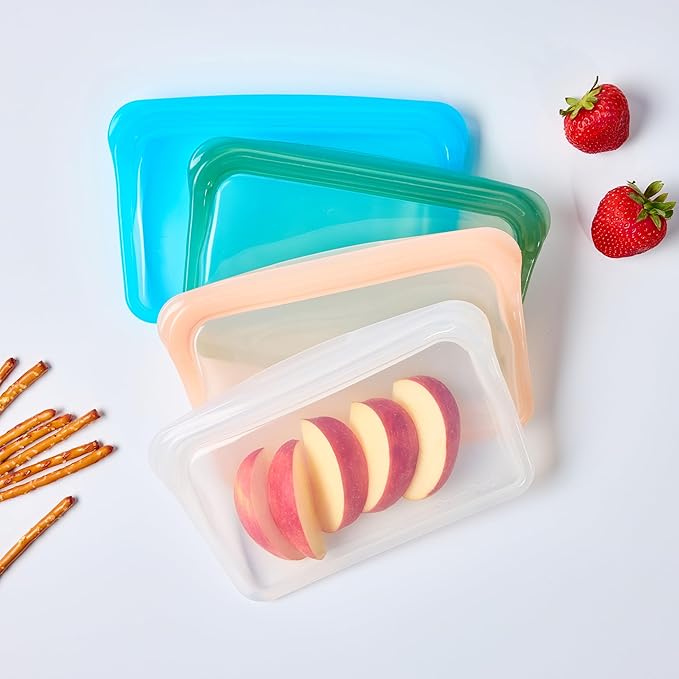 SnapPack Premium Silicone Reusable Storage Bags, 2-Pack, Multi | Multi-Use Reusable Bags, Lunch Bag, Travel Containers | BPA Free, Leak-free, Dishwasher-Safe, Eco-friendly