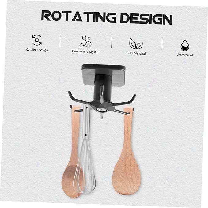 2pcs Wall Mounted Kitchen Utensil Hooks Set Punch Spatula and Spoon Organizer Rack with Space Saving Design Kitchen Spoon Hook Holder for Wall Storage Black and White