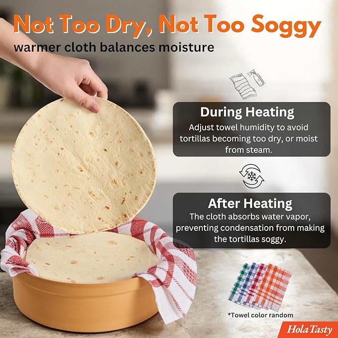 Authentic Terracotta Tortilla Warmer w Decorative Lid, Mexican Terra Cotta Tortilla Holder w Warmer Cloth, Traditional Clay Tortillas Container Heater & Tortillero, Talavera