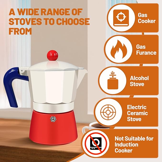 12 Cup Aluminum Espresso Stovetop Moka Pot Express Coffee Maker Percolator Italian Classic Mocha Coffee Machine for Italian and Cuban Cafe Brewing for Home & Camping 600ml 20oz