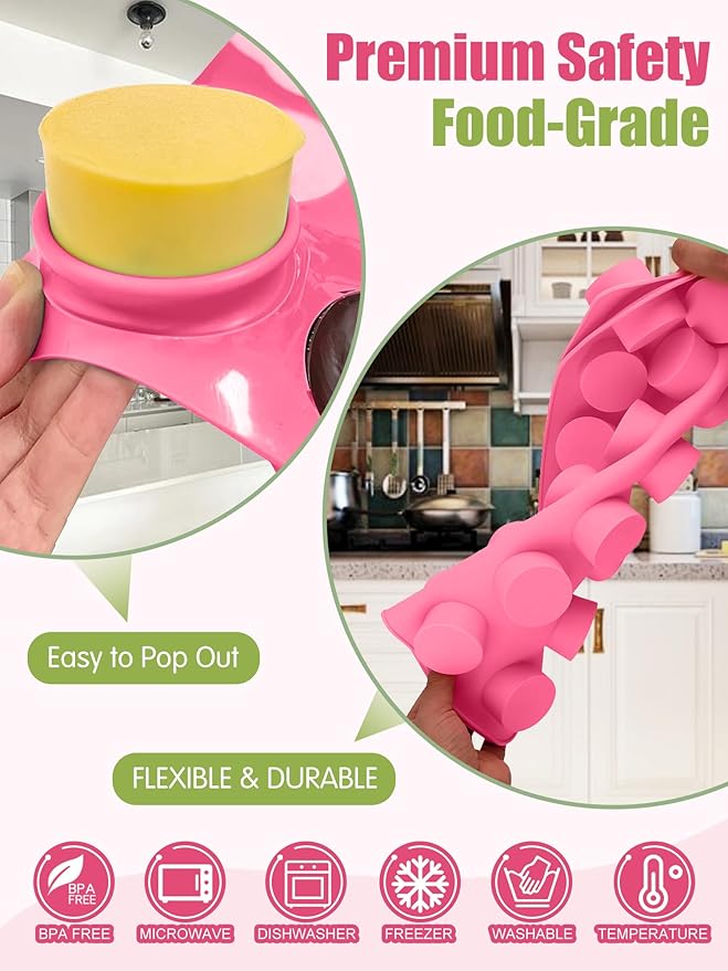 4 PCS Cake Puck Mold Set, 2 Different Sizes Chocolate Covered Cake Silicone Molds, 15 Cavity&12 Cavity Round Cake Pop Molds with 2 Spatulas for DIY Cake Cores, Cakepucks, Chocolate Desserts