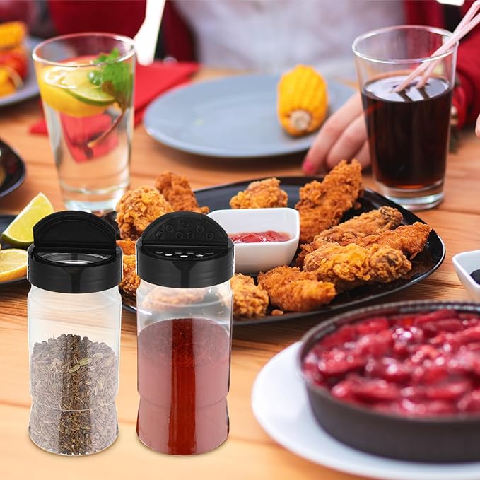 Mimorou 30 Pack 10.1 oz Plastic Spice Jars with Shaker Lids Clear Seasoning Containers Bottles for Kitchen Storing Spice Herbs Seasoning Powders