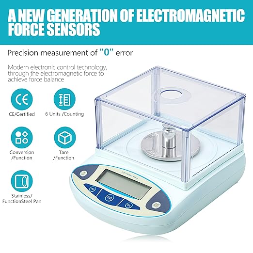 Lab Scale 500g x 0.001g, High Precision Analytical Balance with Digital Windshield. Electronic Gram Scale for Jewelry/Kitchen/Scientific Use, 11 Units Conversion, Portable Digital Scientific Scale