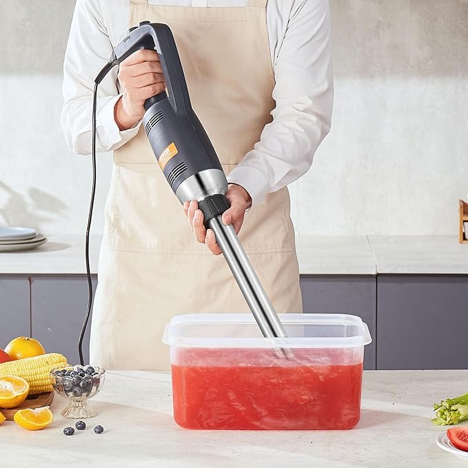 VEVOR Commercial Immersion Blender, 350W Heavy Duty Hand Mixer, 16 inch Stepless Variable Speed Mixer with Stainless Steel Blade, Multi-Purpose Portable Mixer for Soup, Sauces, Mashed Potatoes, Cream