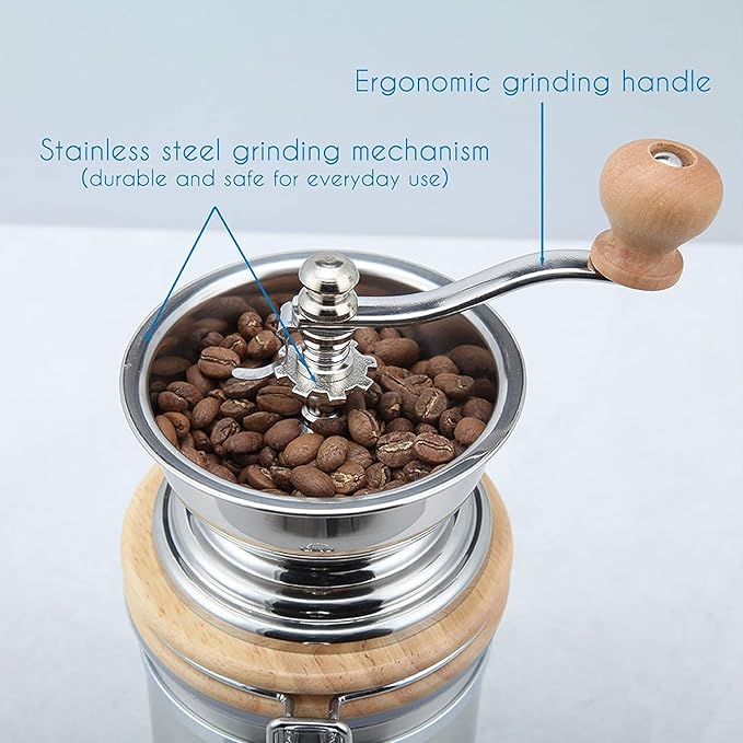 Easyworkz French Press 12 oz, Bundled Manual Coffee Grinder with Airtight Canister