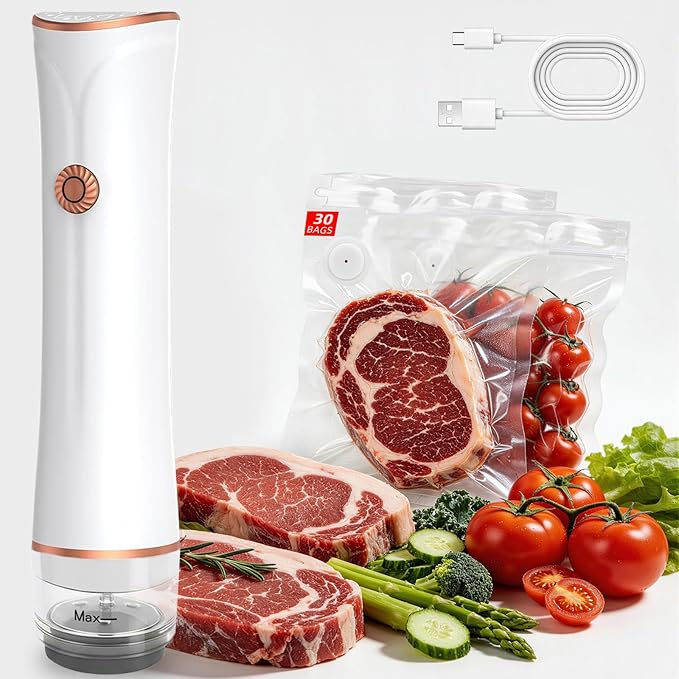 Compact Vacuum Sealer for Food Sealer, Handheld Portable Vacuum Sealer Machine for Food Storage, Recharge Food Vacuum Sealing for Kitchen Travel Fridge Meal Prep, Gifts for Mom, Wife, Chef & Camping