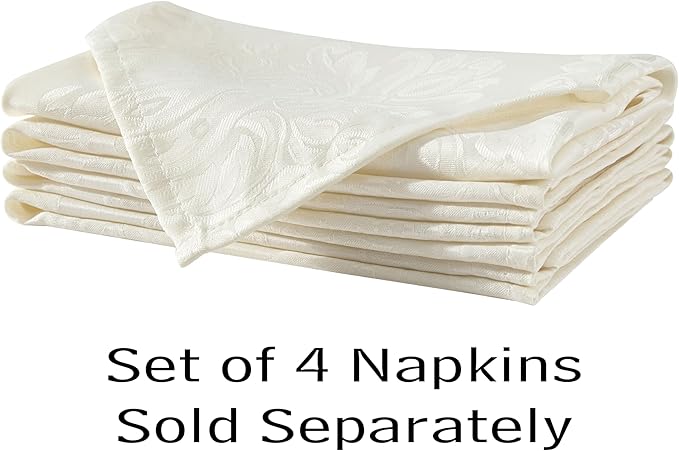 Newbridge Barcelona Luxury Damask Fabric Tablecloth, 60” Wide x 102” Oval, Antique White, 100% Polyester, No Iron, Soil Resistant Dining Room, Party and Banquet Table Cover