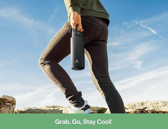 POWCAN 40 oz Insulated Water Bottle with 2-in-1 Straw and Spout Lid, Keep Cold 24H, Leak-Proof, BPA-Free, Double Wall Stainless Steel Water Bottle for Sports, Gym, Travel, and School (Mint)