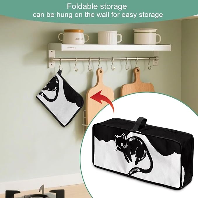 Thin Toaster Cover 2 Slice Washable Toaster Cover 2 Slice Machine Anti Fingerprint Protection for Small Appliances, Easy to Fold and Store, Black Cat Painting
