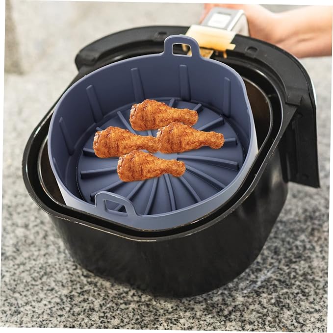 Air Fryer Accessory Oven Liner for Bottom of Oven Silicone Pad Handle for Basket Air Fryer Non-stick Reusable Heat-resistant Grey