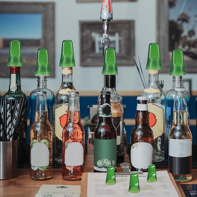 Chengu 24 Pieces Liquor Bottle Covers Pour Spout Covers Bar Toppers for Bottles Universal Pour Dispenser Dust Translucent Silicone Rubber Spout Caps for Bar Home Kitchen Tools Supplies (Green)
