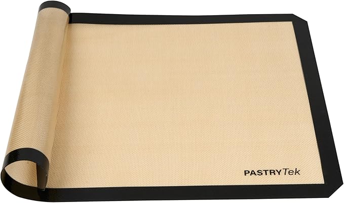Restaurantware Baking Mat Pack of 1 Non-Stick 15.7"x23.6" Silicone Full Size Baking Mat, Rectangle Reusable Durable Oven-Friendly Anti-Slip Sheet for Kneading Rolling Shaping Dough, Tan and Black