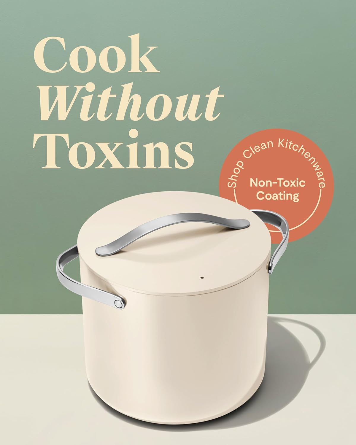 Caraway Stock Pot - 12 Qt Ceramic Coated With Lid - Free From Forever Chemicals - Large for Bigger Batches - Perracotta