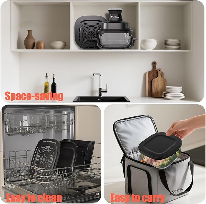 4-in-1 Glass Air Fryer, 1500W High Power Countertop Oven with Dual Glass Baskets with Lids, 180-400℉ Precise Heat Air Fryer Oven, PFOA & PFAS-Free, Dishwasher Safe, Ideal Kitchen Gift