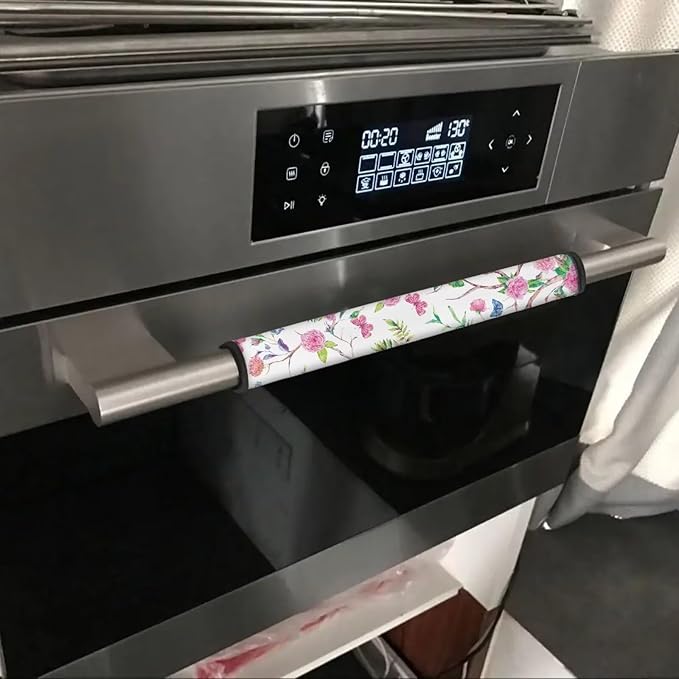 6 PCS Refrigerator Door Handle Covers, Kitchen Appliance Gloves Anti-Slip for Ovens Dishwashers Keep Kitchen Appliance Clean Party Holiday Home Decoration, Pink Rose Floral