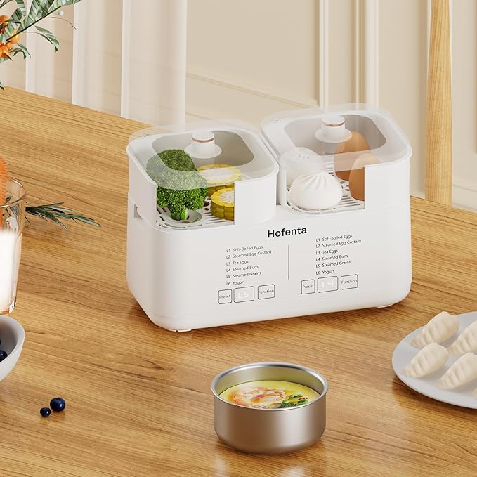 Rapid Electric Egg Cooker for Hard Boiled Eggs,Egg Boiler with Timer(0.5-9.5H), Auto Shut-Off/2 Tiers, 16 Eggs Capacity,Egg Steamer for Soft/Hard/Poached Boiled Eggs