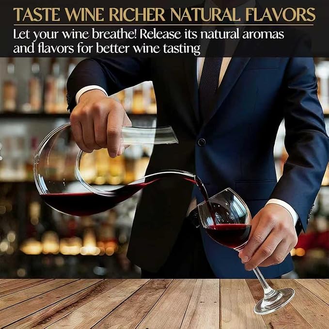 Wine Decanter, Swan U-Shaped Wine Carafe, Hand Blown Lead-Free Crystal Glass Wine Aerator, Large Red Wine Decanter Set, Easy Clean with Cleaning Brush , Luxury Gift for Christmas,Home,Parties