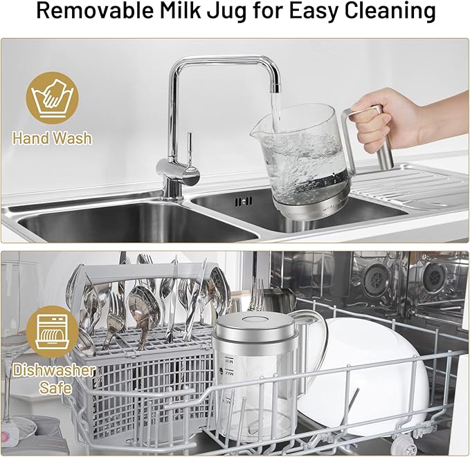 Secura 17oz 4-in-1 Electric Milk Frother and Steamer with Glass Jug, Hot/Cold Foam Maker for Latte, Cappuccino, Macchiato & Hot Chocolate, No Non-Stick Coating and Teflon-Free Design