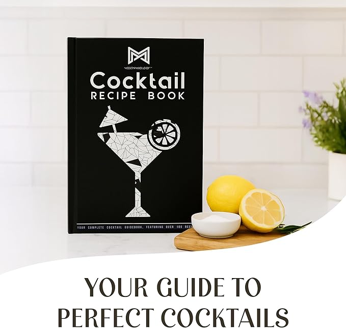 Modern Mixology 21-Piece Cocktail Shaker Set with Stand | Complete Cocktail Kit Gift Set | Top Bartender Gifts for Men & Women | Portable Bar Tools (Silver, Brown Stand)