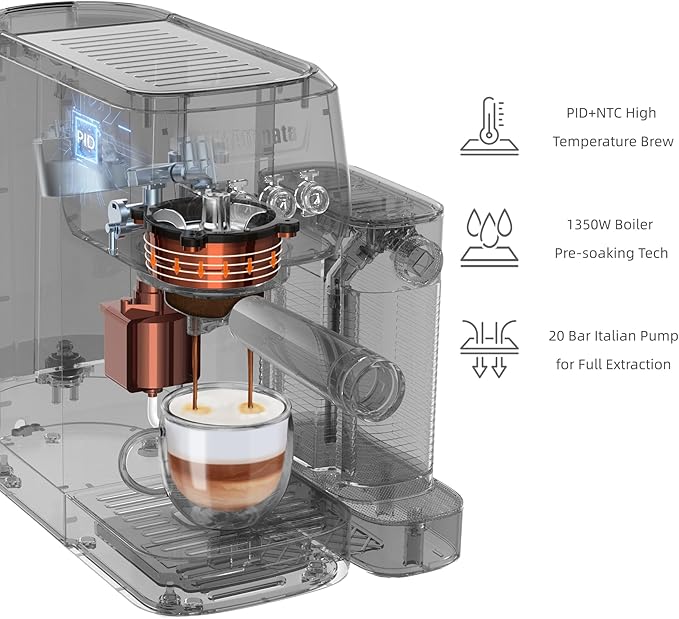 MAttinata CM1632 Cappuccino Machine 20 Bar, Professional Espresso Machines Coffee Maker for Home with Automatic Milk Frothering System, Barista Compact Latte Maker for Coffee Lovers, Stainless Steel