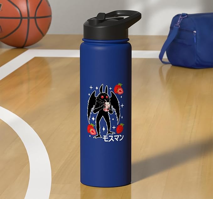 Mothman Kawaii Strawberry Milk Shake Carton Stainless Steel Insulated Water Bottle