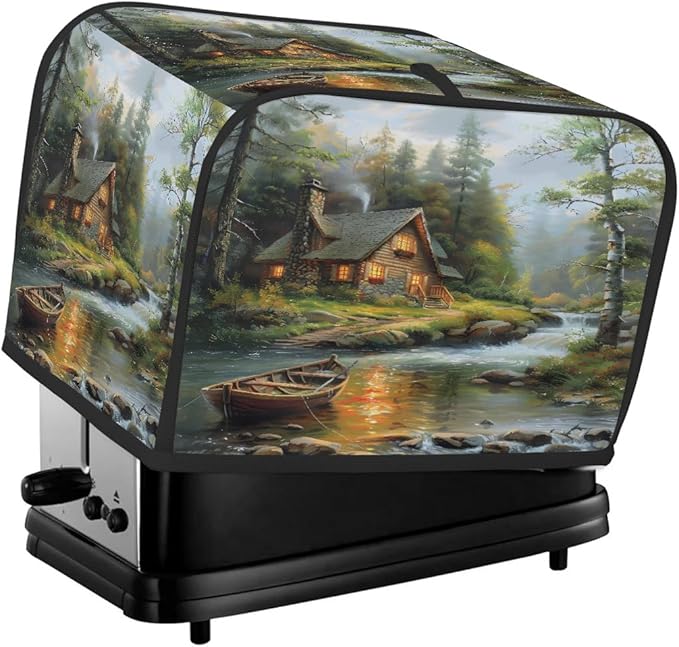 Forest Green Cabin Toaster Cover 2 Slice Dust and Fingerprint Protection Toaster Bread Maker Covers Washable Kitchen Small Appliance Covers for Kitchen Accessories Decor Bakeware Women Gift