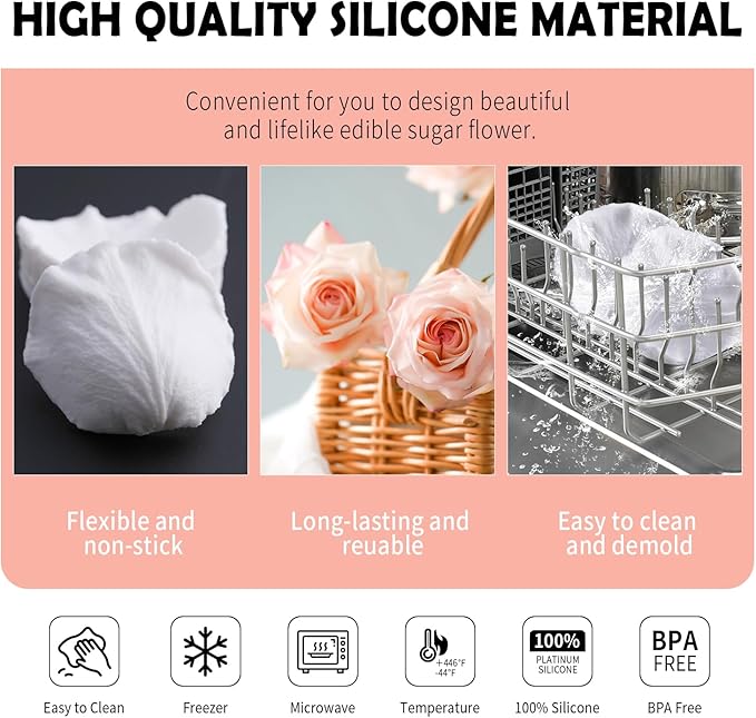 SK Rose Petals Silicone Fondant Mold Sugar Paste Baking Mould Cookie Pastry