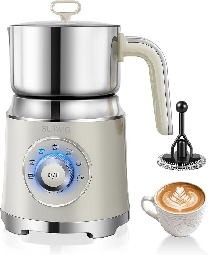 Milk Frother, 27oz All-in-1 Milk Steamer and Frother for Coffee, Variable Froth Thickness, Hot & Cold Foam Milk Warmer with Temperature Control