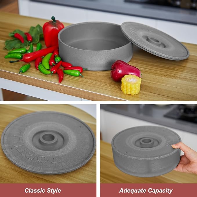 Sabary 2 Pcs Tortilla Warmer with Lid 8.5 x 2.4 Inch Robust Plastic Tortilla Holder Taco Keeper Pancake Waffles Food Container Microwave Save for Mexican Night Fiesta Party Home Restaurant Bar (Gray)