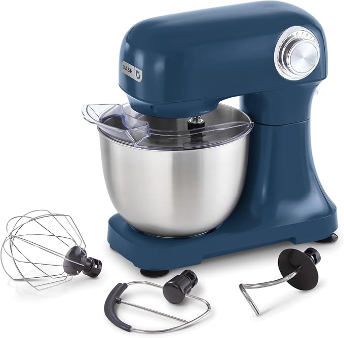 DASH Tilt-Head 3.5qt Stand Mixer 12 Speeds with Paddle, Dough Hook, and Whisk Attaachments - Navy