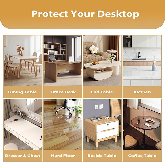 Frosted Table Protector 40 x 60 Inch, 1.9mm Thick Waterproof PVC Plastic Table Cover, Durable Table Pad for Dining Room, Kitchen, Writing Desk, and Coffee Tables