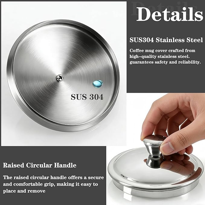 3.5Inch Stainless Steel Universal Mug Cover and Drink Cover for Drinks, Cocktails, Coffee Mugs, Tea Cups, Beers