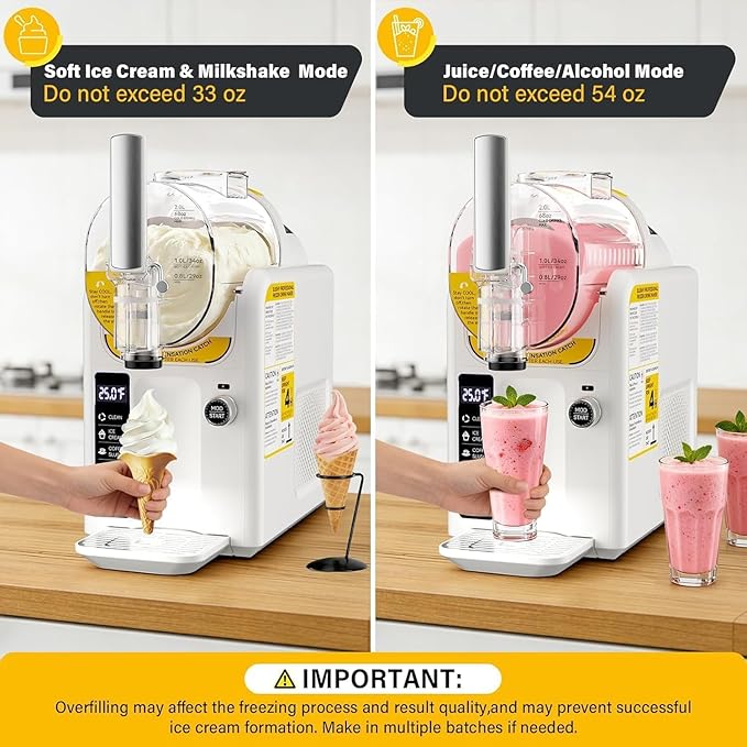2 IN1 Soft Ice Cream Maker Slushie Machine for Home - 88oz Slushy Machine Maker No Ice Needed Self Cleaning, Frozen Drink Machine for Slushie, Margarita, Frappés, Milkshake