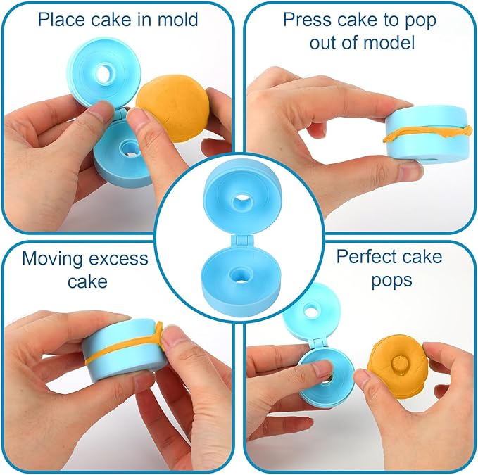 Blue Donut Mold, Fun Donut Pop Maker Circle Cake Pop Cutter Baking Tools Accessories for Donuts Cake Cookies DIY Desserts