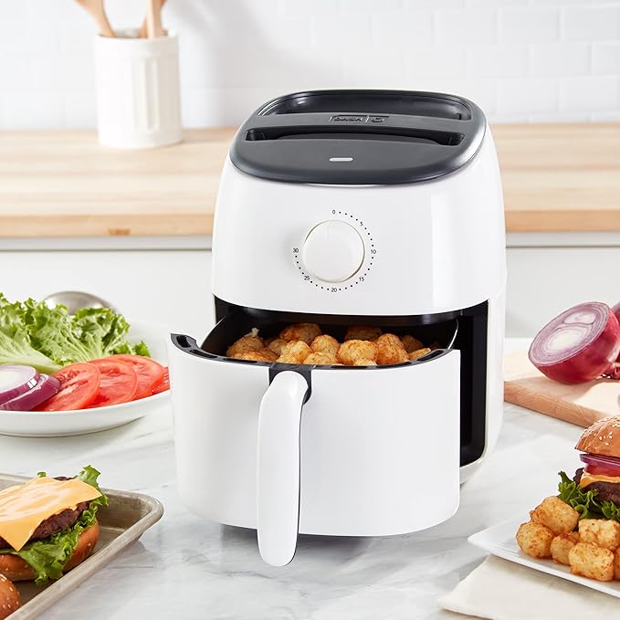 Dash Tasti-Crisp Express Air Fryer - Mini Air Fryer For Crispy Snacks, Frozen Foods and Oil-Free Cooking - Nonstick Basket - White, 2.6-Quart