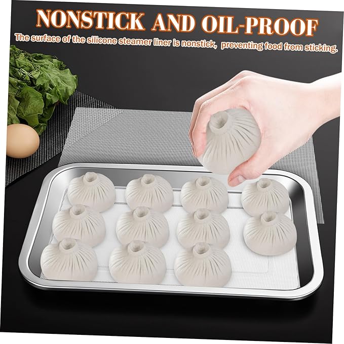 Mikinona 10pcs Non-stick Silicone Steamer Liner Food-grade Oven Mat Microwave Oven Mat Induction Cooker Top Steamer Cooking Baking