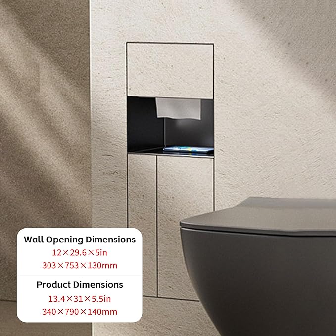 Recessed Bathroom Trash Can & Toilet Paper Holder Tile-Friendly Built-in Hidden Garbage Bin Stainless Steel Recessed Storage Cabinet Shower Nich for Toilet Bathroom Hotel,F