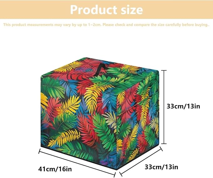 Food Slicer Cover with Side Pocket and Top Handle, Home Kitchen Electric Appliance Cover Waterproof Fabric Dust-Proof Durable Cheese Bread Meat Slicer Cover, Colorful Palm Leaf Print