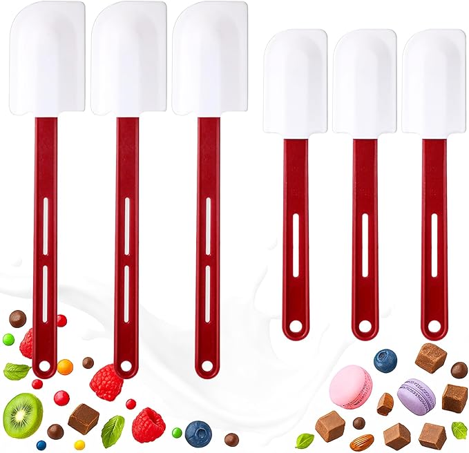 6 Pcs Rubber Spatulas Silicone Heat Resistant, 10 Inch 14 Inch Commercial High Temp Silicone Spatula Set with Long Handle, Nonstick Rubber Scrapers for Kitchen Use Cooking Mixing Frying Baking Utensil