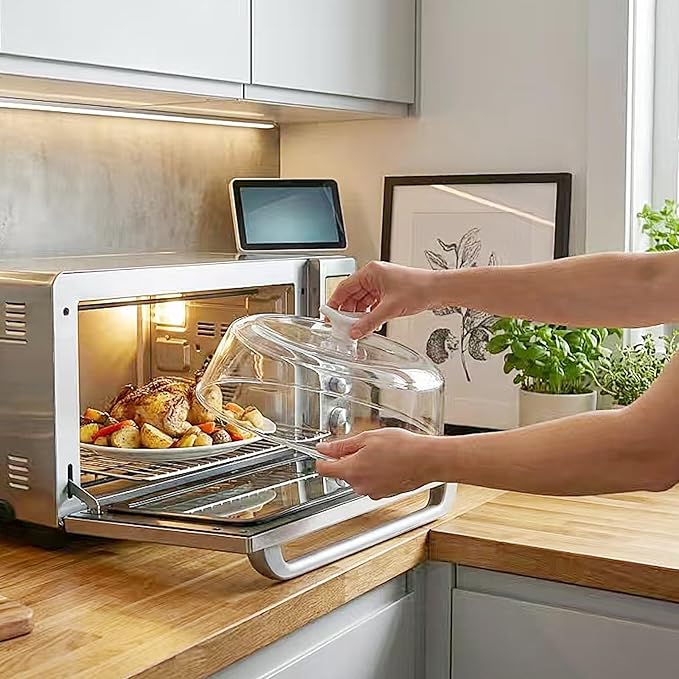 ACEPRUT New Upgrade Glass Microwave Splatter Cover with Ceramic Handle & Screw, Non Plastic Microwave Cover with Vent Hole, BPA Free, Dishwasher Safe
