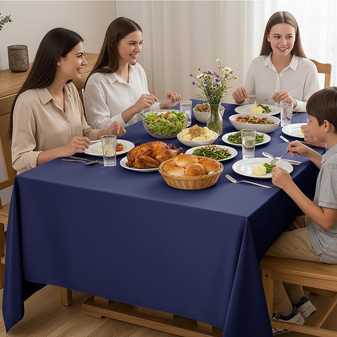 10-Pack Navy Blue Tablecloths for Rectangle Tables, 60 x 120 Inches, Stain-Resistant Polyester Fabric for 6 Foot Tables - Washable Table Covers for Weddings, Birthday Parties, Events