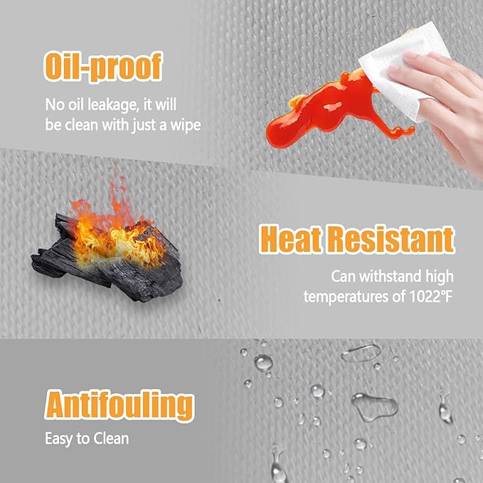 Heat Resistant Mat for Air Fryer,Deep Fryer,Oven,Gray 16x24in Hot Pads for Kitchen Counter Heat Protector,Deep Fryer Coffee Machine Accessories,Under Coffee Maker Mats for Quartz Countertop Protector