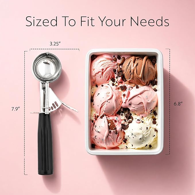 Restaurantware 1.25 Ounce Portion Scoop, 1 Trigger Release Stainless Steel Cookie Scoop - With Black Handle, Stainless Steel Disher, For Portion Control, Cookie Dough, Cupcake Batter, Or Ice Cream