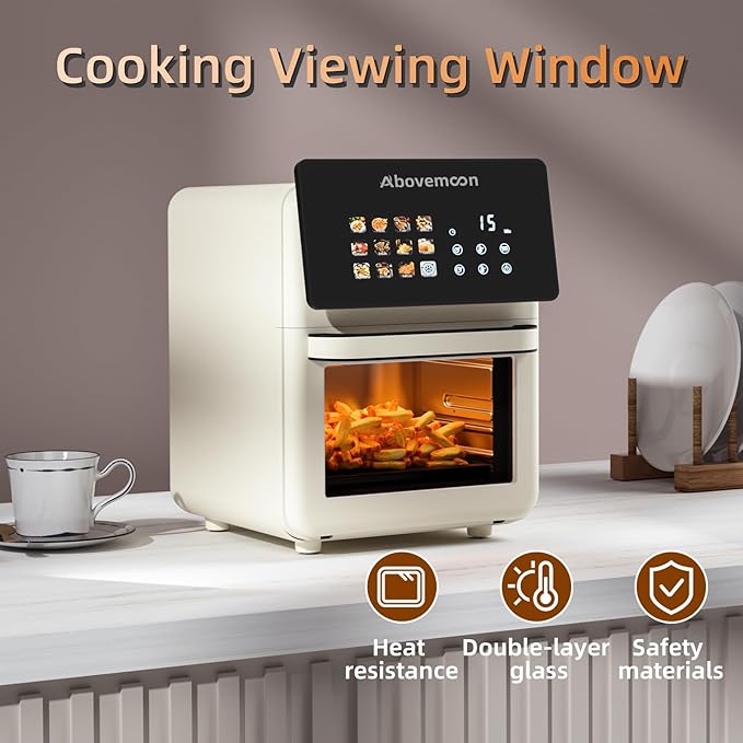 10L Large Xl Pro Air Fryer Oven With Grill Combo For Kitchen Countertop Use,12 in 1 Smart Convection Ovens,AirFryer With Glass View Window,Nonstick Basket,Fryer Liners,Removable Door-White
