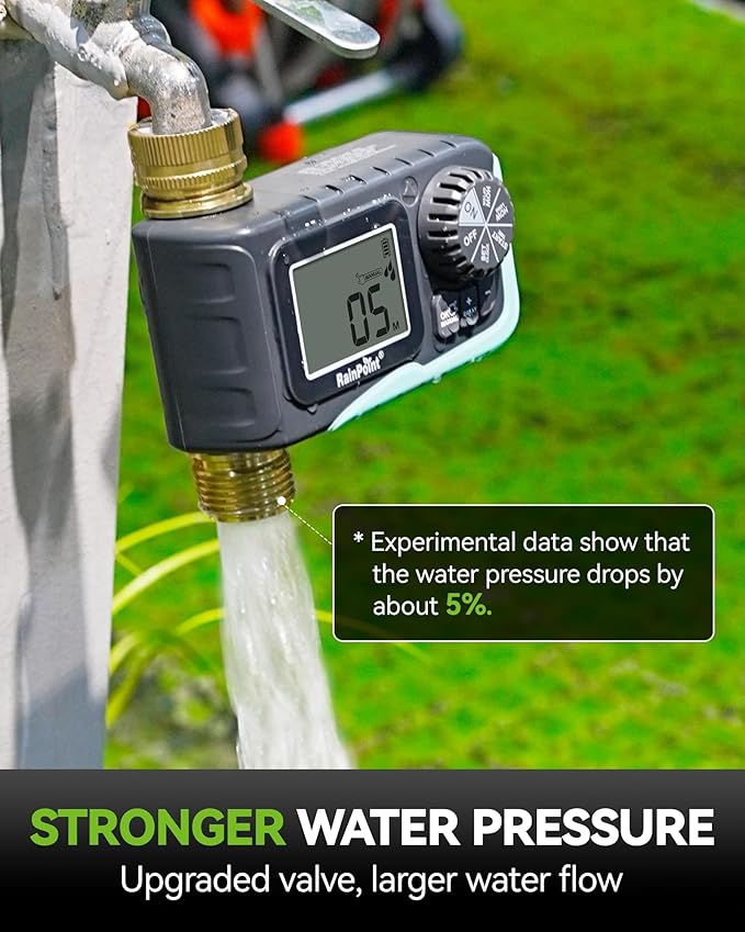 RAINPOINT Sprinkler Timer, 100% Metal Pipe Water Timer for Garden Hose, Programmable Hose Controller for Watering, Sprinkler Controller with Manual Watering/Rain Delay for Outdoor Lawn & Garden (2PCS)