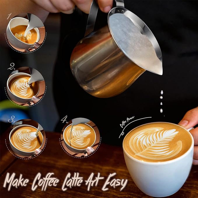Potchen 12 Pack Stainless Steel Bell Creamers 3 Ounce Creamer Pitcher Mini Coffee Milk Pitchers with Handle and Pouring Spout Cups for Serving Espresso, Tea, Milk, Maple Syrup, Sauce