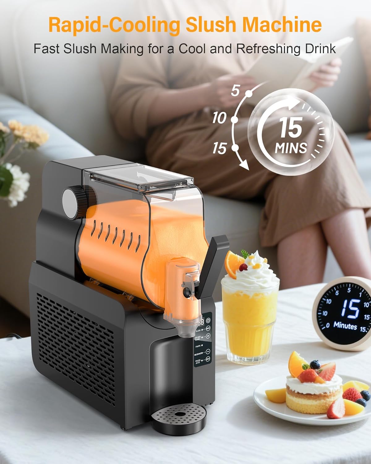 Premium 88oz Slush Maker | All-in-One Slushie Machine | 5 Pre-Set Programs • Ice-Free Technology • Quiet Auto-Clean | Perfect for Milkshake, Margarita, Smoothie, Frappé