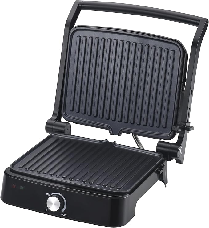Vivicreate Panini Press Grill 1500W Sandwich Maker with Removable Nonstick Plates Adjustable Temperature 180 Degree Opening Indoor Electric Grill for Panini Sandwich Steak Burgers Breakfast (1 Knob)
